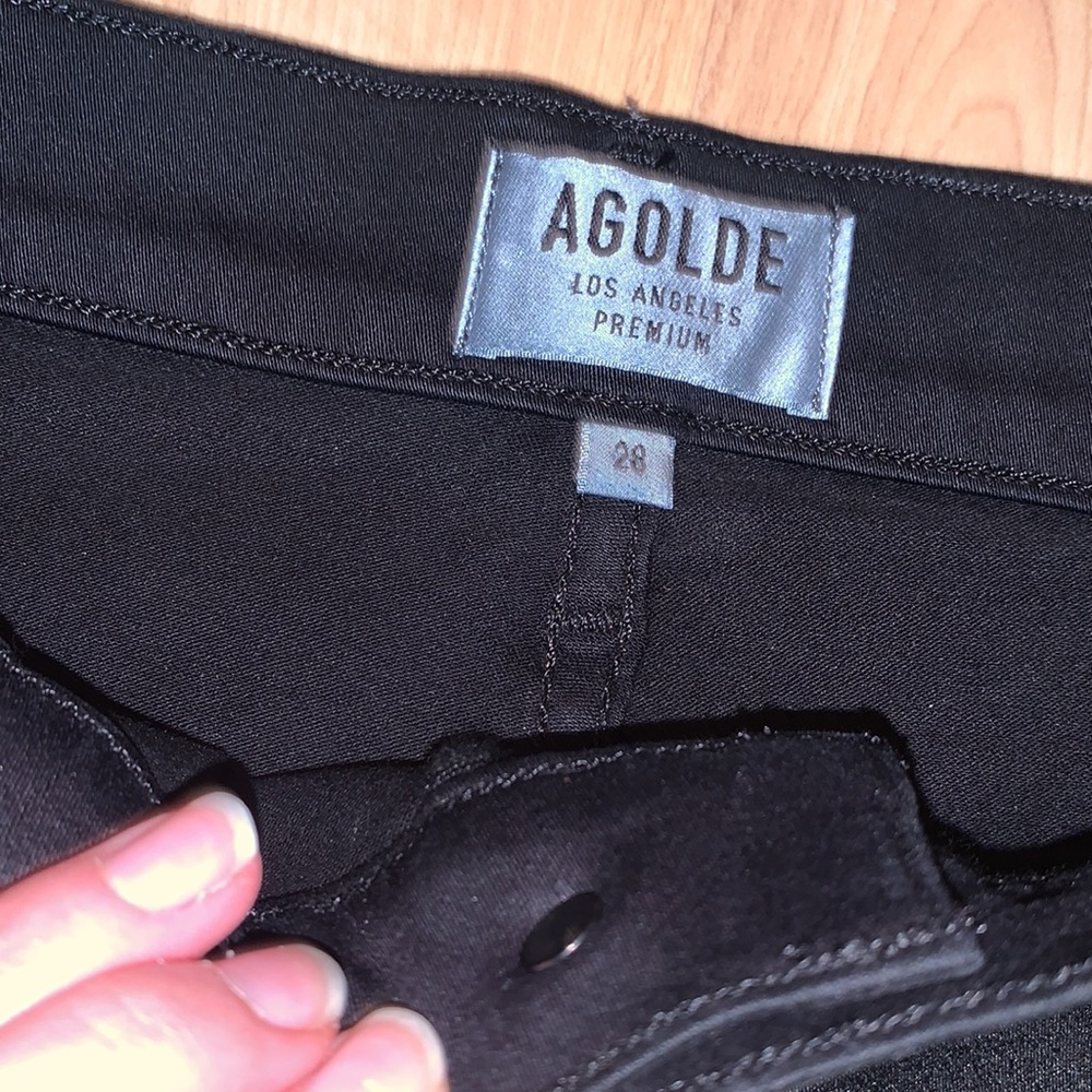 AGOLDE | Black Leatherette Skirt Size 28 - Picture 2 of 5